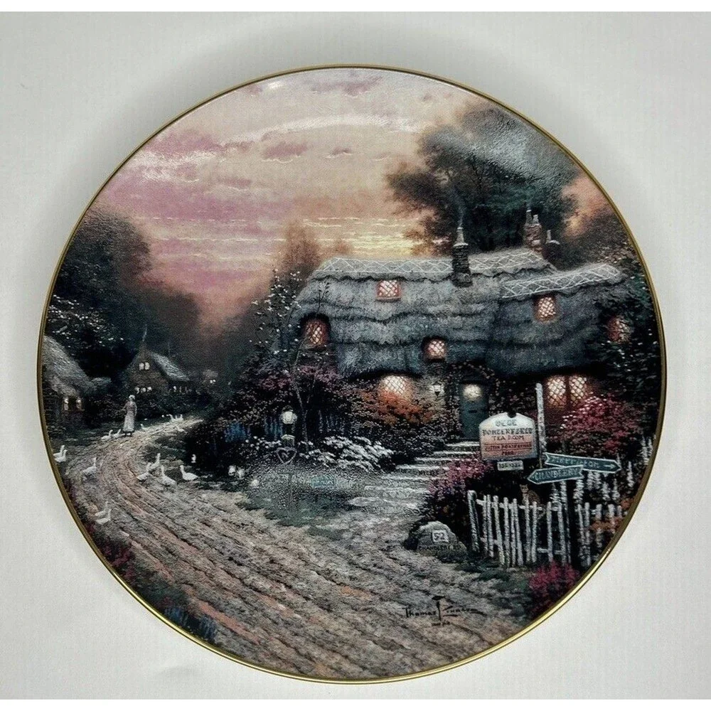 Thomas Kinkade Olde Porterfield Tea Room Collectors Plate (Limited Edition)